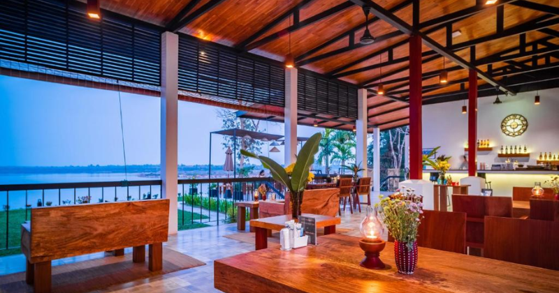 Restaurant near river The Riviera Champasak